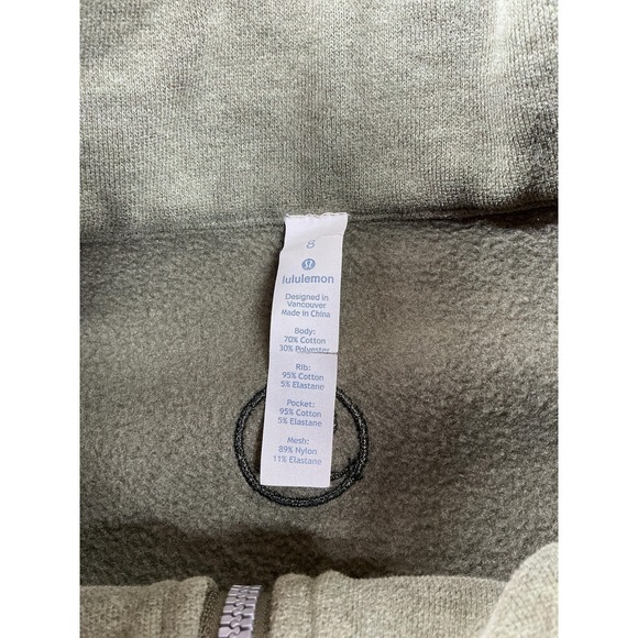 Lululemon Jacket Womens 8 Green Fleece Full Zip Thumbholes Tall Collar Athletic - Picture 2 of 8